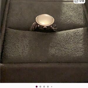 David Yurman Silver Ring with moonstone quartz stone.